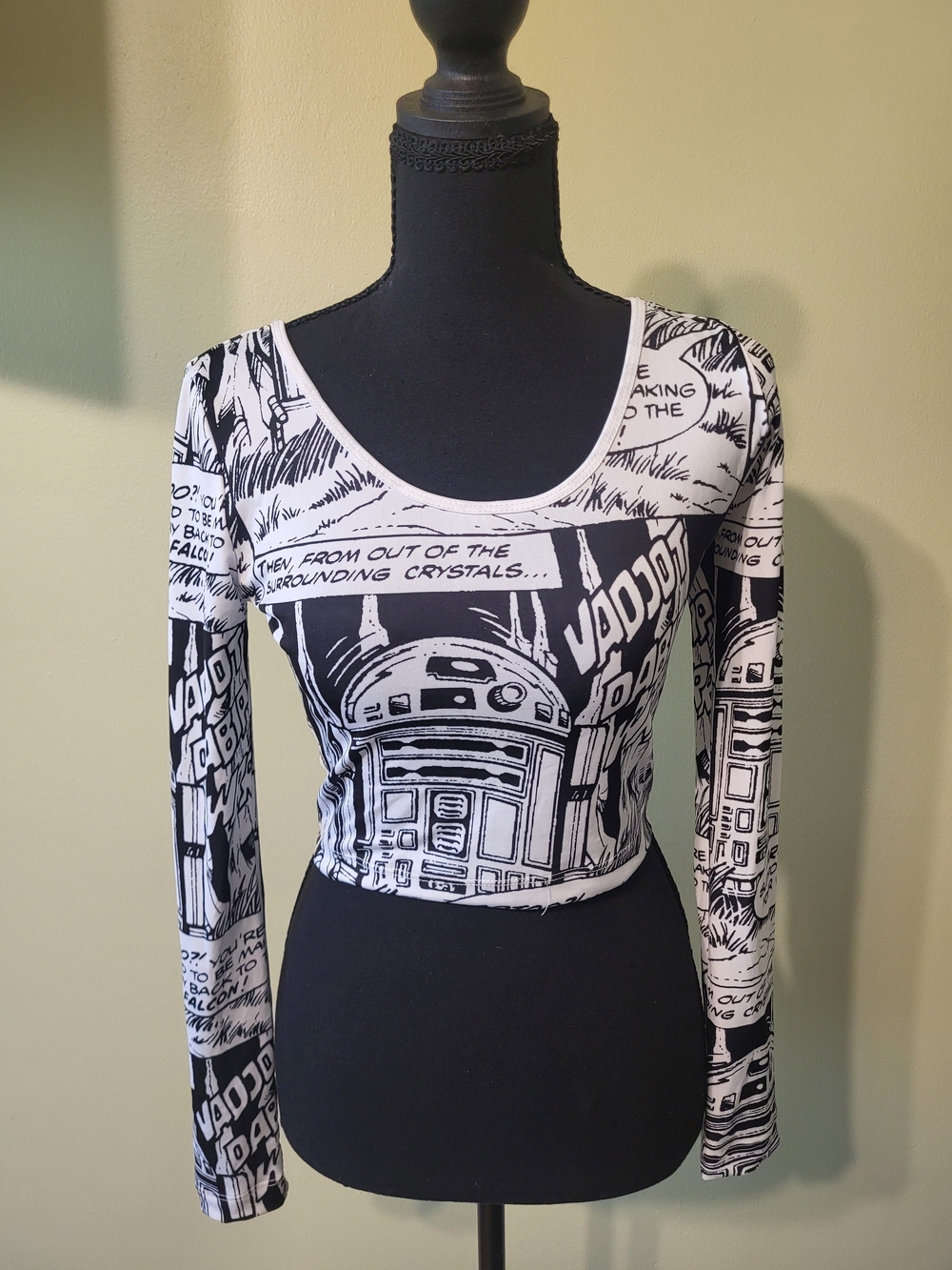 Star Wars Black and White R2-D2 Comic Print Long Sleeve Tee